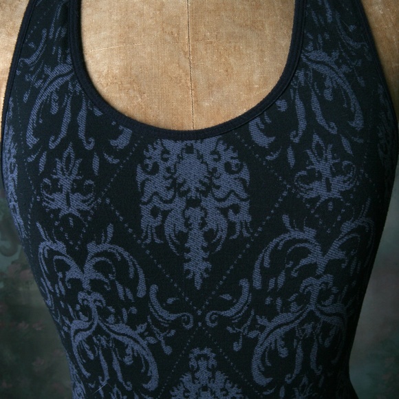 Climawear Black Gray Damask Seamless Workout Top S - Picture 2 of 9
